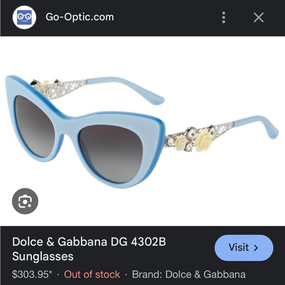 Dolce & Gabbana Blue Sunglasses with Gradient Lenses and Metallic Embellishments